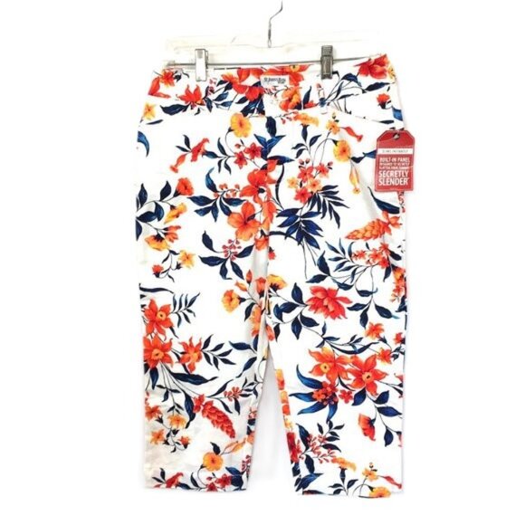St John’s Bay Slimming Floral Summer Capri Pants Sz 8 NWT - Picture 1 of 14